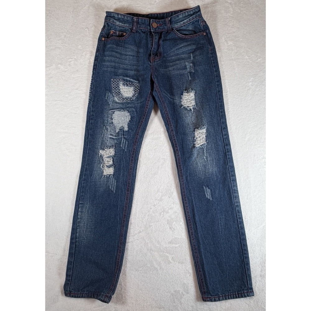 Fashion Jeans Men's Sz 32x30‎ Blue Holy Distressed Destroyed Cotton